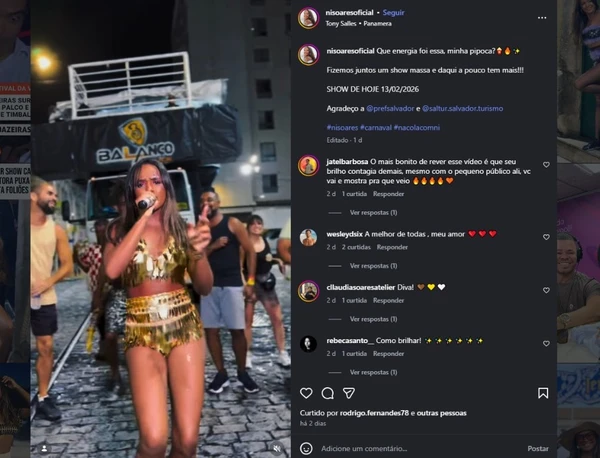 Cantora desce para fazer show com foliões após trio elétrico apresentar defeito