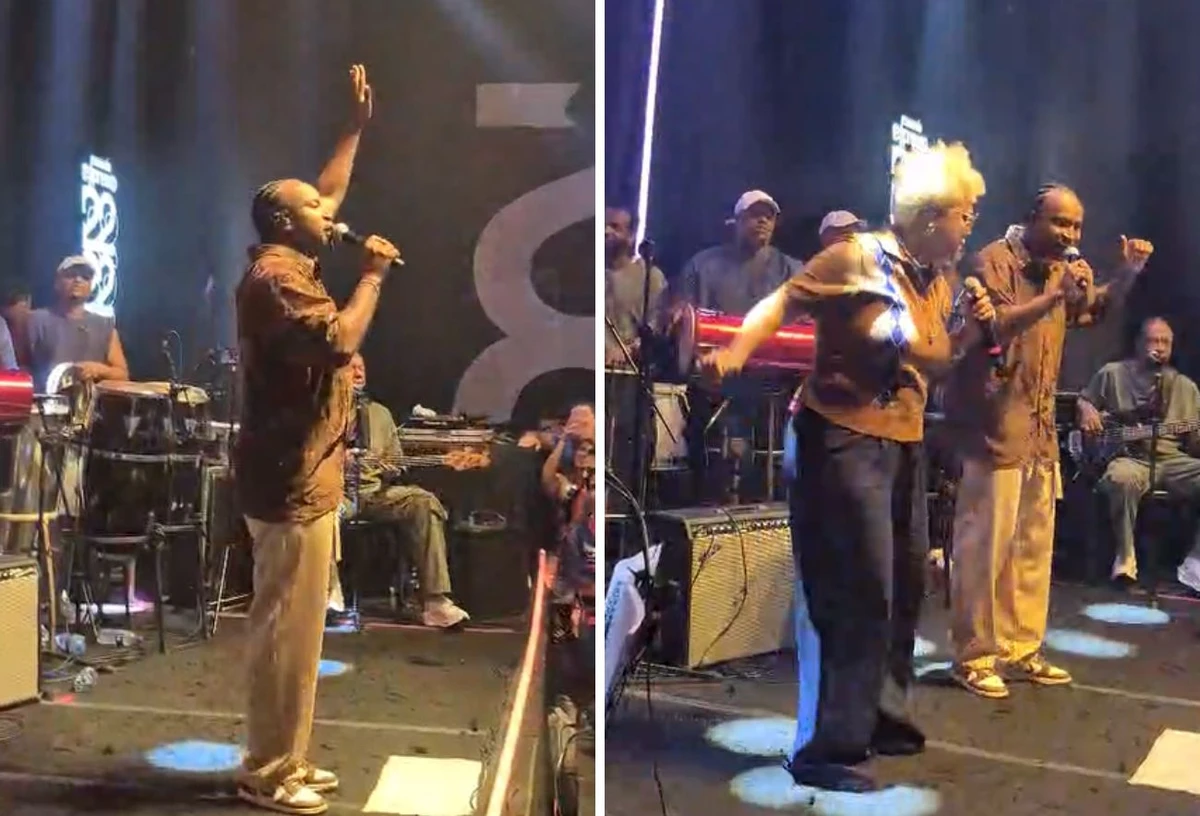 Thiaguinho se apresentou no camarote Expresso 2222 ao lado da cantora Marina Iris