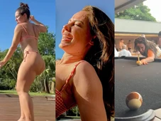 Imagem - Com biquíni micro, Paolla Oliveira faz dança sensual e curte dia de sol na sua mansão