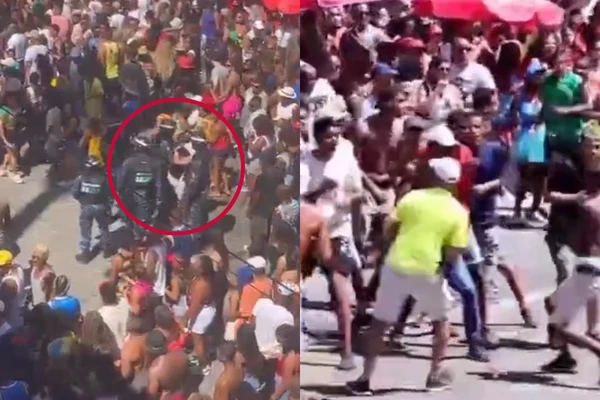 Briga durante a passagem do Olodum no Campo Grande