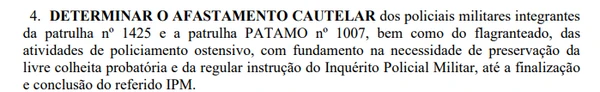 Justiça determina afastamento de alunos-oficiais após confusão