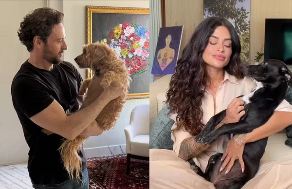 Aline Campos e Fred Costa e seus cães por Reprodução/Redes Sociais  