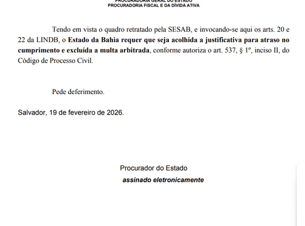Despacho da PGE após decisão determinar regulação de paciente por Reprodução