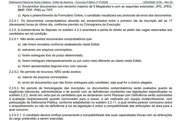 Detalhes sobre vagas do concurso da Defensoria Pública de Santa Catarina por Reprodução