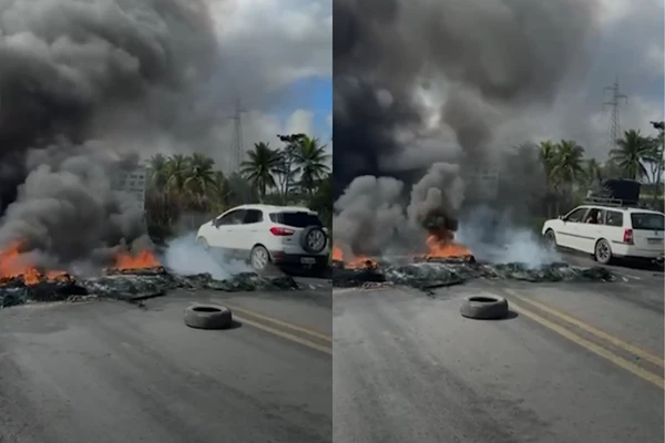 Estrada foi bloqueada por produtores rurais no sul da Bahia