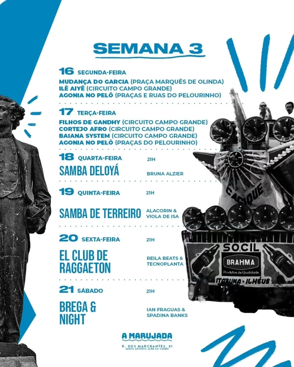 Opções de ressaca do Carnaval em Salvador por Reprodução