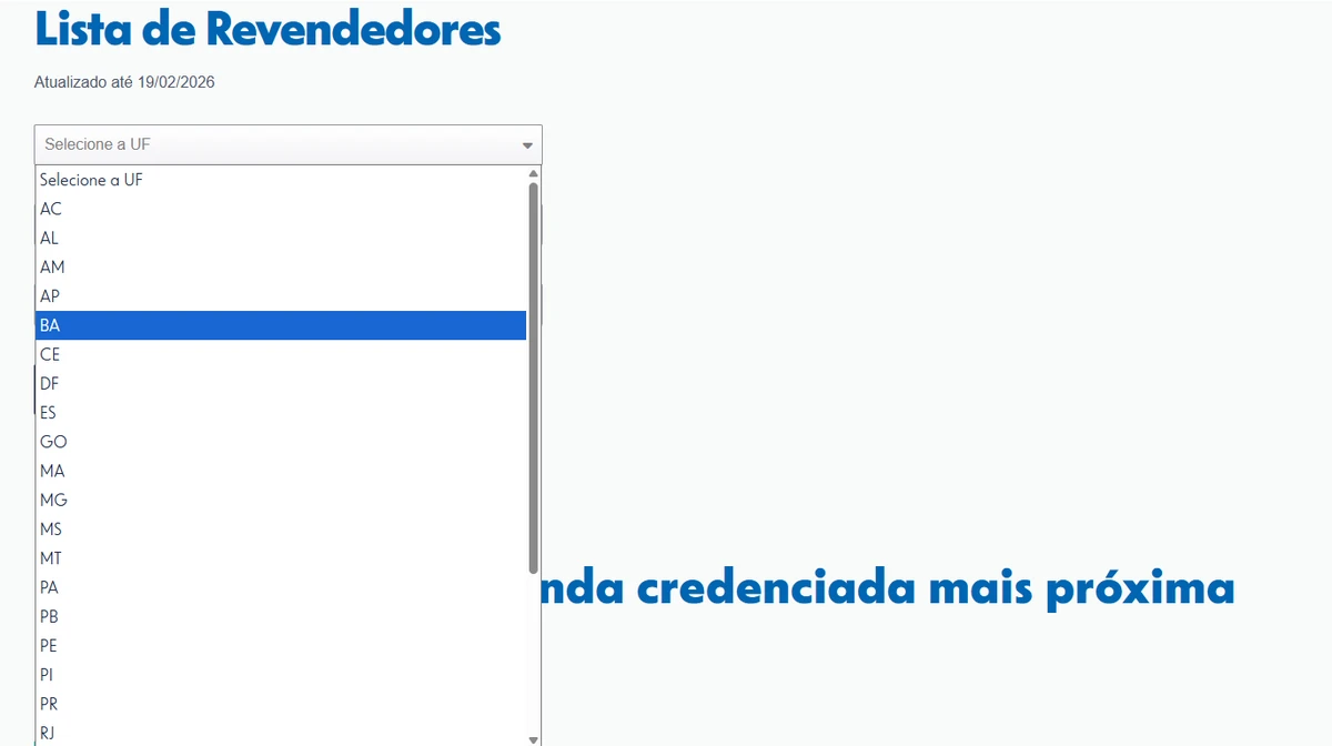 Em seguida, escolha o estado por Reprodução