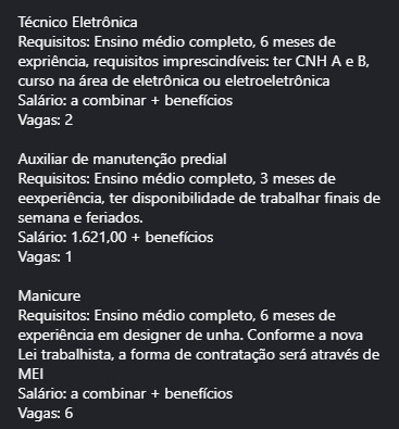 Vagas disponíveis nesta sexta (20) por Reprodução