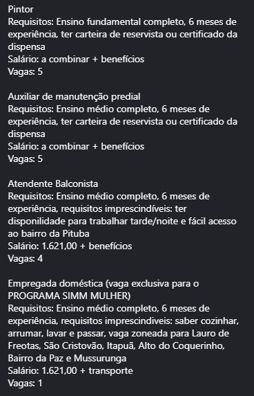 Vagas disponíveis nesta sexta (20) por Reprodução