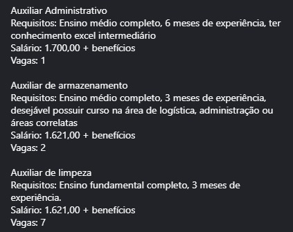 Vagas disponíveis nesta sexta (20) por Reprodução
