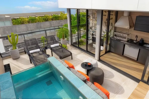 Com piscina na cobertura e décor brutalista, o tríplex de Igor Cosso e Heron Leal chama atenção em Ipanema por Gustavo Bresciani/Divulgação