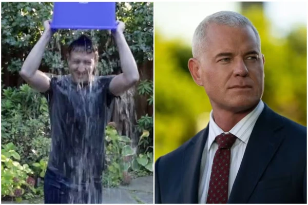 Mark Zuckerberg no desafio do Balde de Gelo e Eric Dane