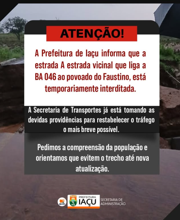 Reprodução por Trecho está interditado após fortes chuvas