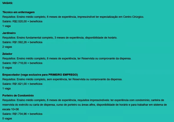 Veja vagas disponíveis por Reprodução