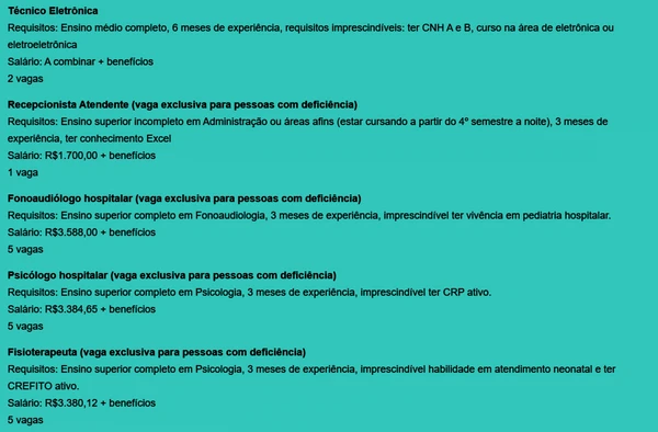 Veja vagas disponíveis por Reprodução