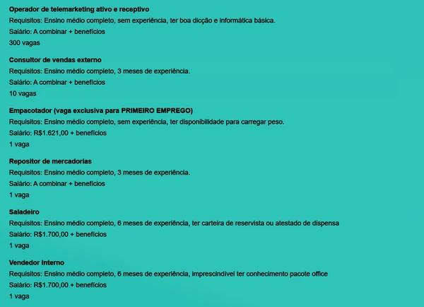 Veja vagas disponíveis por Reprodução