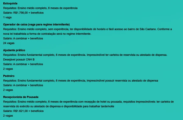 Veja vagas disponíveis por Reprodução