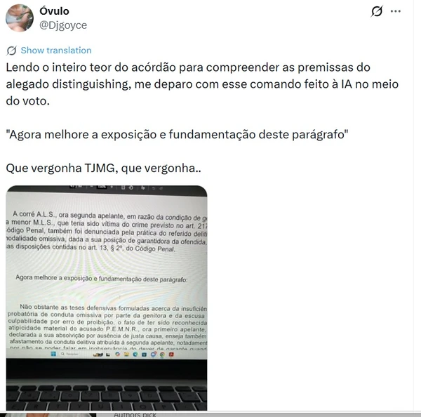 Frase solta indica uso de IA