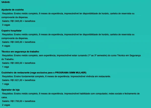 Veja vagas disponíveis por Reprodução