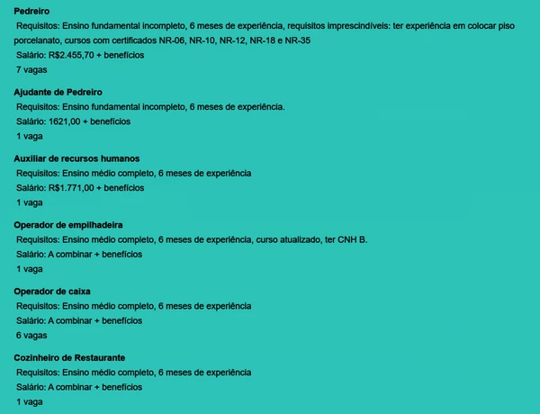 Veja vagas disponíveis por Reprodução