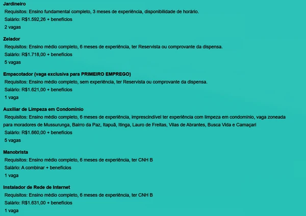 Veja vagas disponíveis por Reprodução