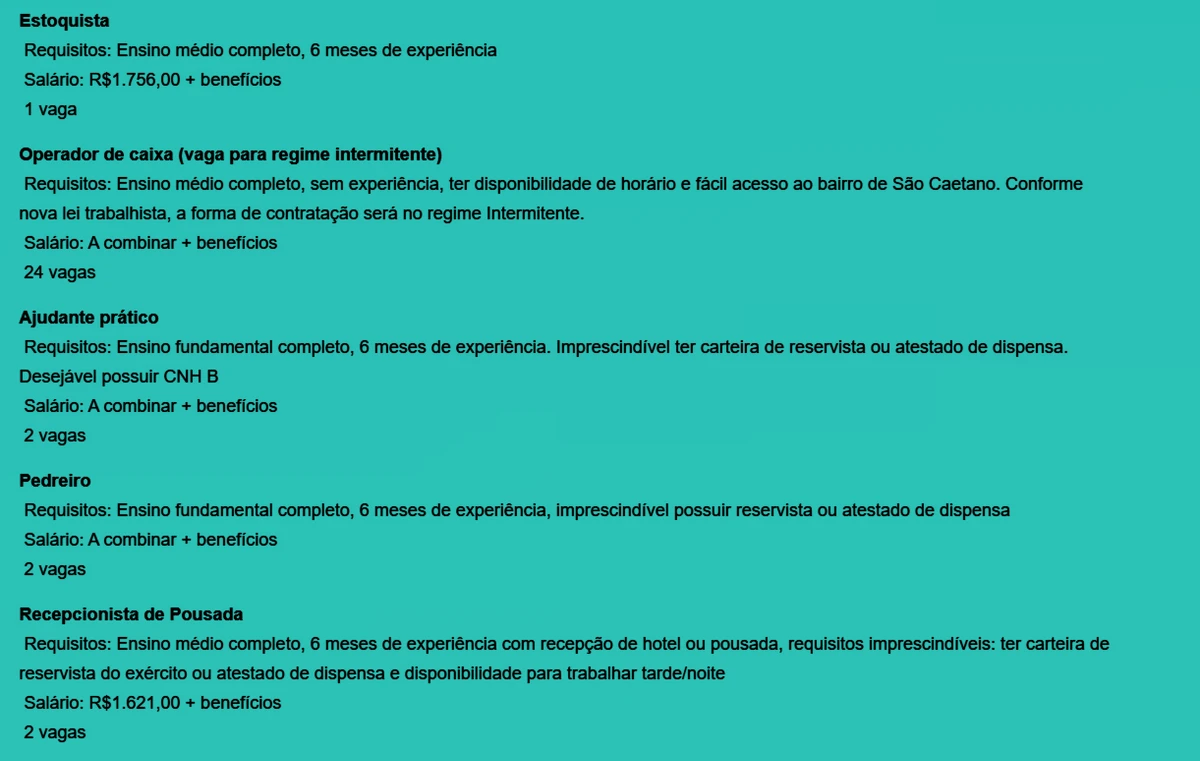 Veja vagas disponíveis por Reprodução