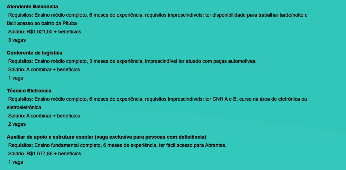 Veja vagas disponíveis por Reprodução