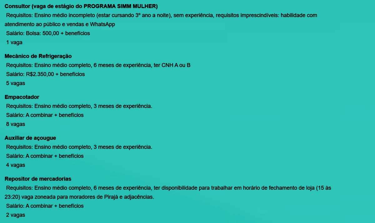 Veja vagas disponíveis por Reprodução