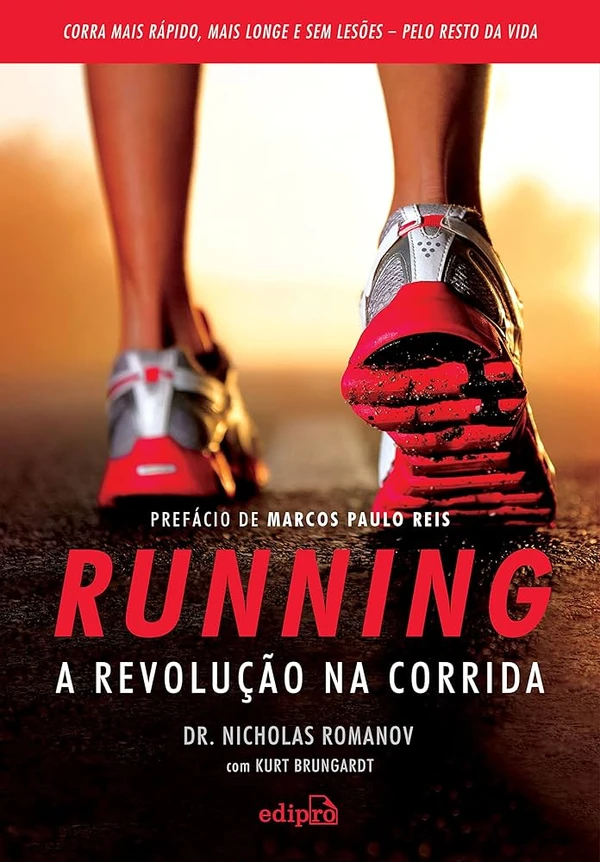 Running: a revolução na corrida, de Nicholas Romanov (Edipro). É um guia ilustrado para corredores iniciantes e também para os experientes melhorarem suas passadas, otimizando sua performance e, ao mesmo tempo, minimizando os danos ao corpo. por Reprodução