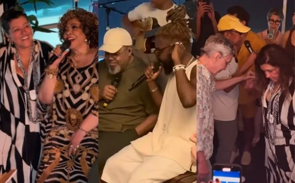 Regina Casé celebra aniversário em roda de samba