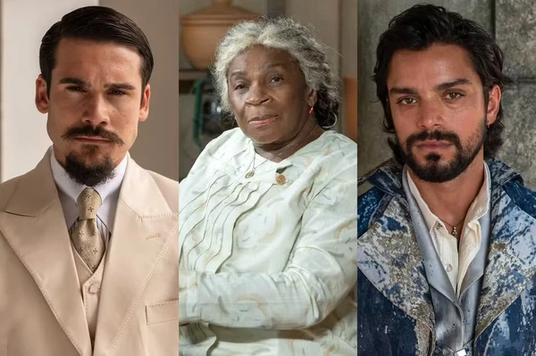 Zezé Motta, Nicolas Prattes e Rodrigo Simas em A Nobreza do Amor por Reprodução/TV Globo