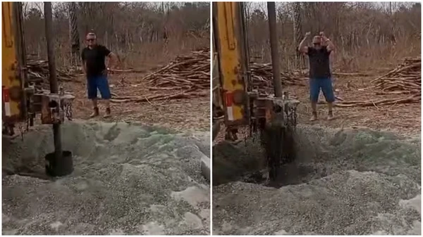 Momento que agricultor fez descoberta no solo