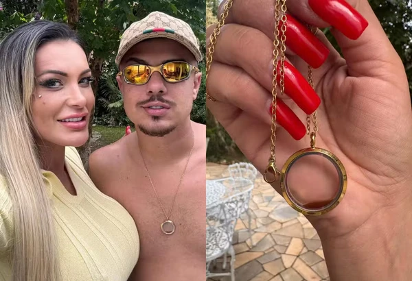 Andressa Urach presenteia marido com colar feito com sangue menstrual por Reprodução/Redes Sociais 