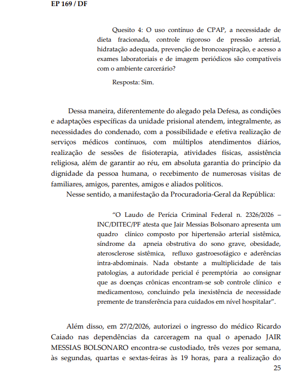 Trecho da decisão do ministro do STF por Reprodução
