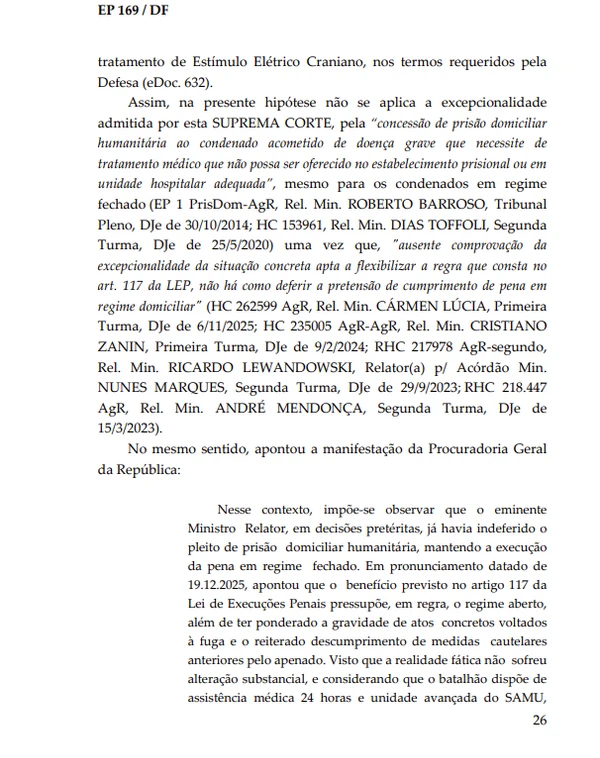 Trecho da decisão do ministro do STF por Reprodução