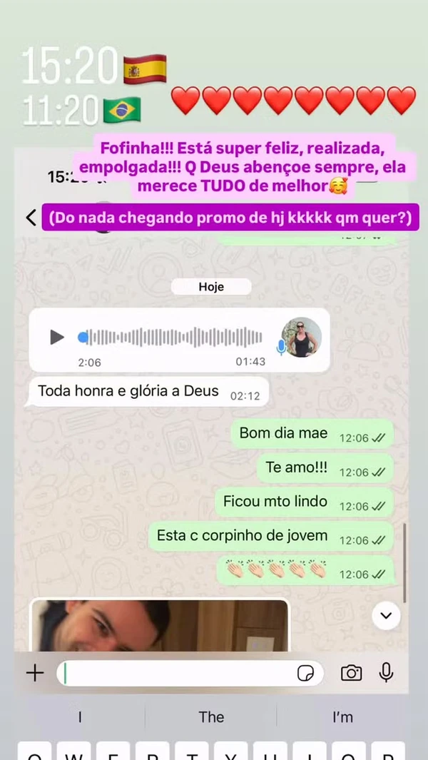 Virginia postou conversa com a mãe após as cirurgias por Reprodução/Instagram