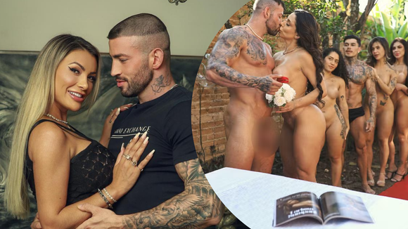 Ator envolvido em polêmica com Andressa Urach se casou nu em cerimônia naturista por Reprodução