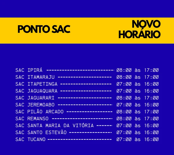 Novos horários do SAC por Reprodução
