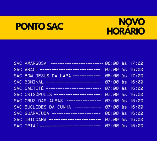 Novos horários do SAC por Reprodução