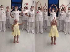 Imagem - Menina de 4 anos em tratamento contra câncer viraliza após aparecer em vídeo dançando com enfermeiros