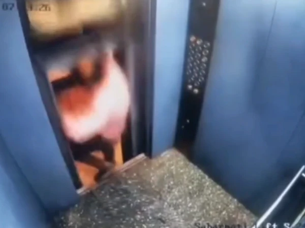 Homem escapa de ser esmagado em elevador na Índia por Reprodução