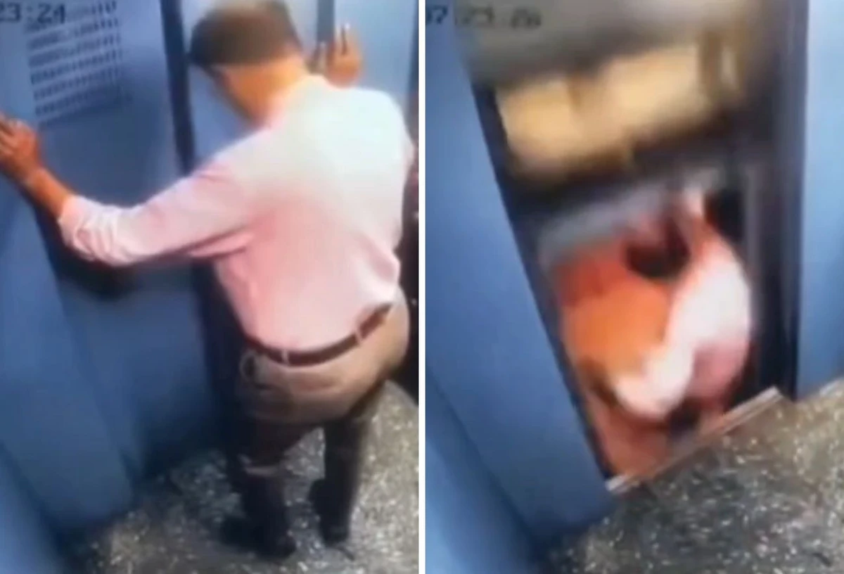 Indiano escapa de acidente grave em elevador