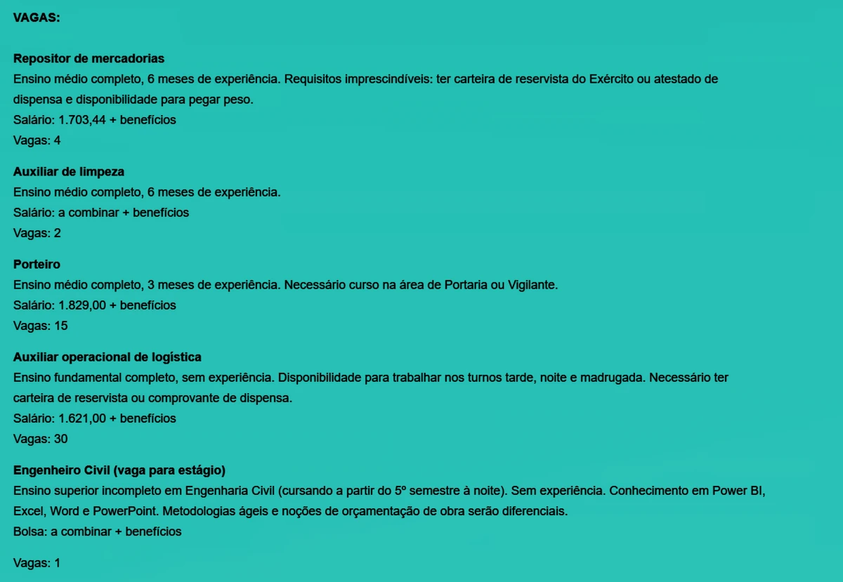 Confira todas as vagas desta sexta-feira (6) por Reprodução