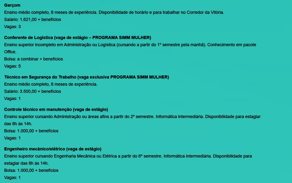 Confira todas as vagas desta sexta-feira (6) por Reprodução