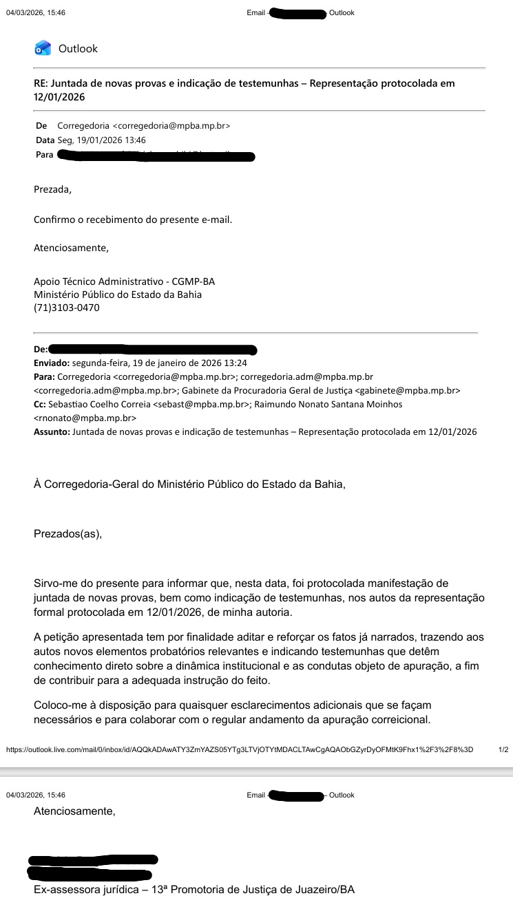 Ex-assessora acusa promotora do MPBA de ordenar uso de assinatura eletrônica em seu lugar por Reprodução 