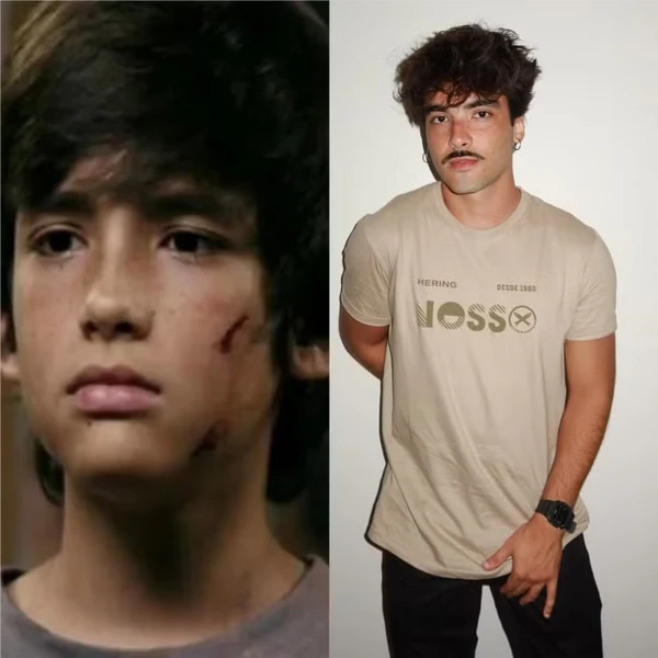 José Victor Pires em 'Avenida Brasil' e atualmente por Reprodução/TV Globo/Redes Sociais 