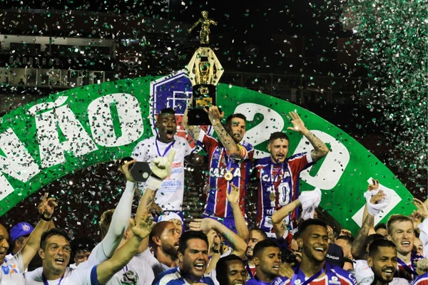 2018: Bahia campeão após vencer a ida na Arena Fonte Nova por 2x1 e vencer a volta no Barradão por 1x0 por Reprodução