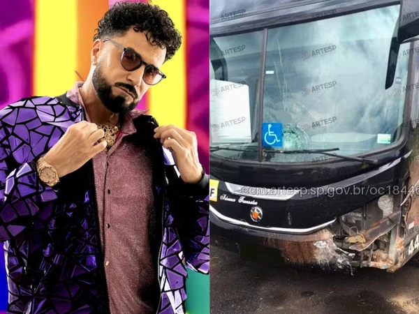 Latino e equipe sofreram acidente de ônibus na rodovia SP-310 no interior de SP por Reprodução/Instagram e CCM - Artesp