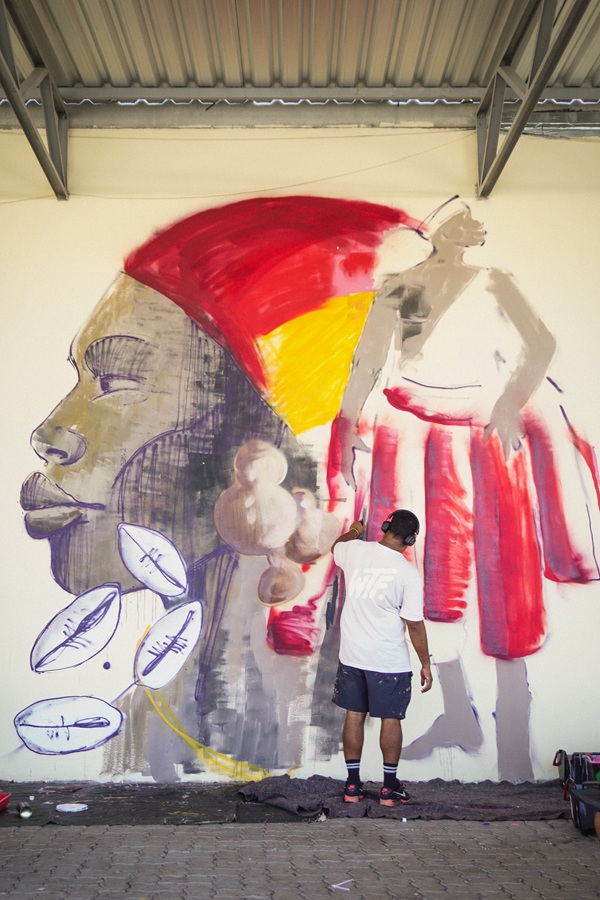 “Senhor do Mercado”: mural de grafite dedicado a Exu Olojá por Matheus Aguiar/Divulgação