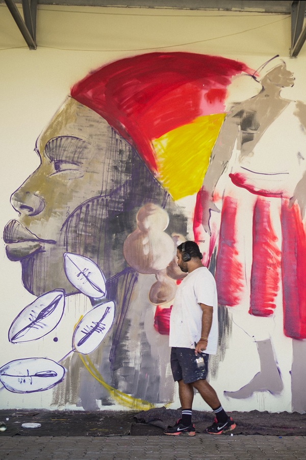 “Senhor do Mercado”: mural de grafite dedicado a Exu Olojá por Matheus Aguiar/Divulgação